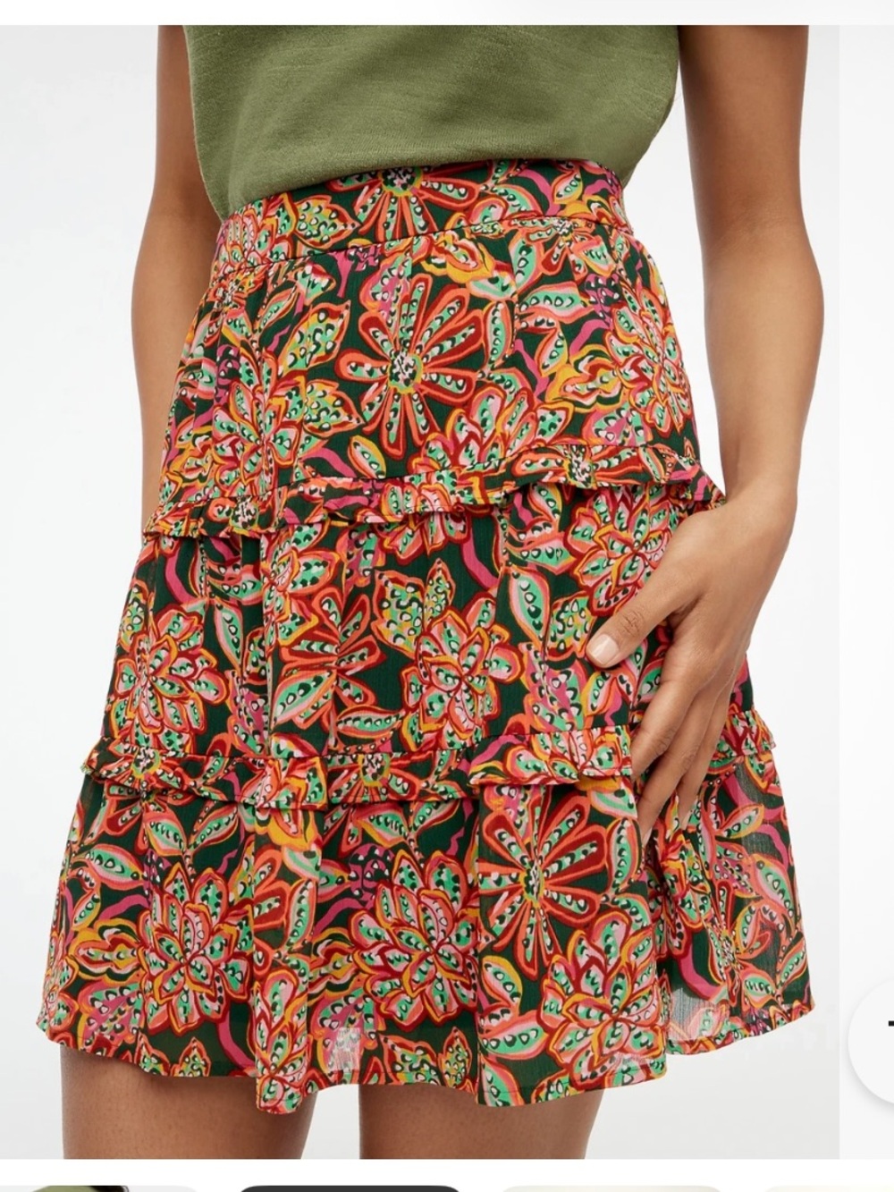 J. Crew Multicolor Floral Tiered Mini Skirt L